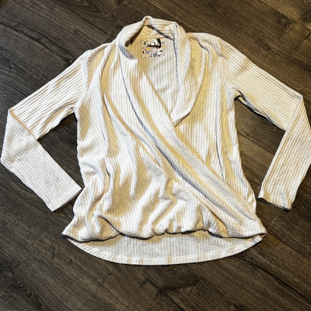 Anthropologie Cream Woodruff Drape/Wrap Sweater